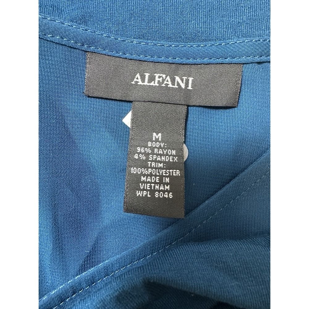 Alfani Women's Illusion Flounce Blouse‎ Size M Teal - Picture 6 of 6